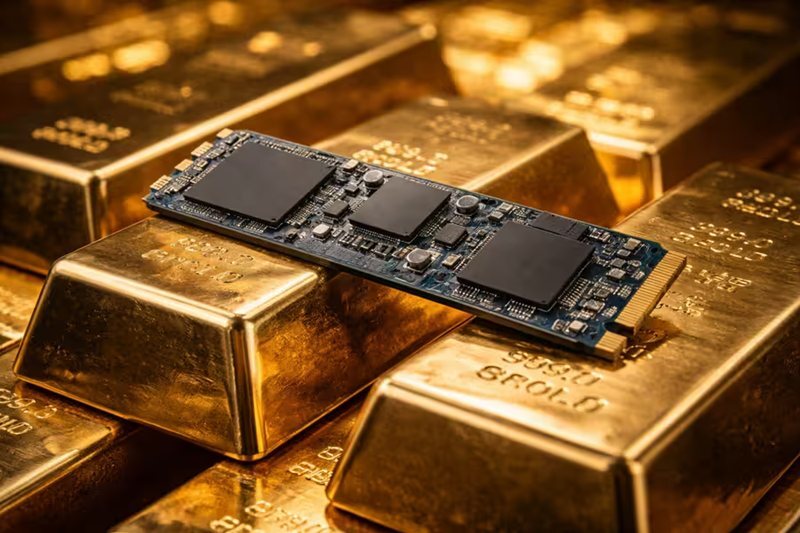 SSD dabar tikrai brangesni už auksą: kietieji diskai lenkia taurųjį metalą kaina už gramą.